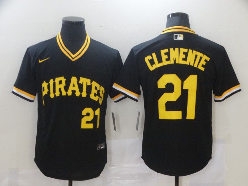 Men Pittsburgh Pirates 21 Clemente Black Game Nike MLB Jerseys